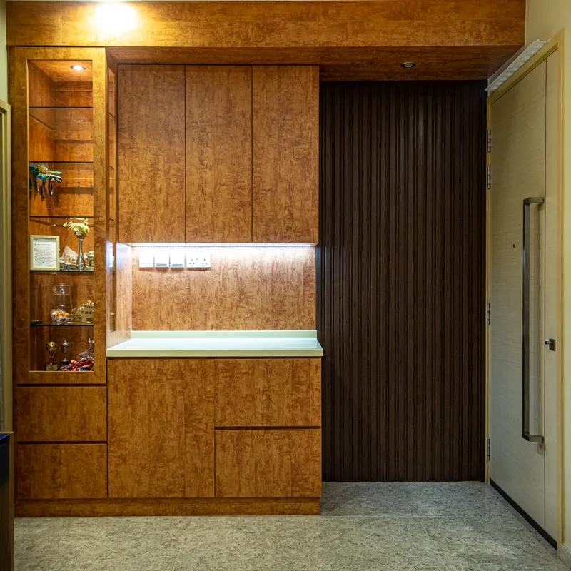 Open-plan kitchen with island in a Compassvale condo — TOKTOKTOK Carpentry Singapore